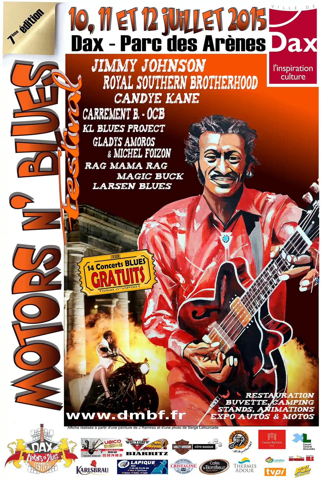 Les concerts du Festival Motors n' Blues à Dax en 2015.